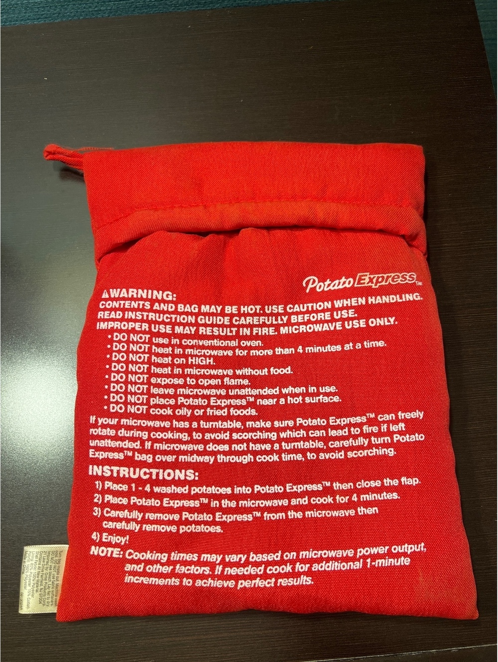 Potato Express Microwave Potato Bag